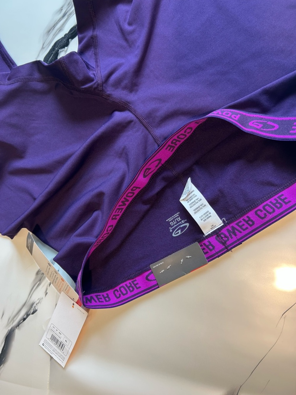 C9 by Champion Kids Purple Performance Leggings with Pink Waistband - Picture 2 of 3
